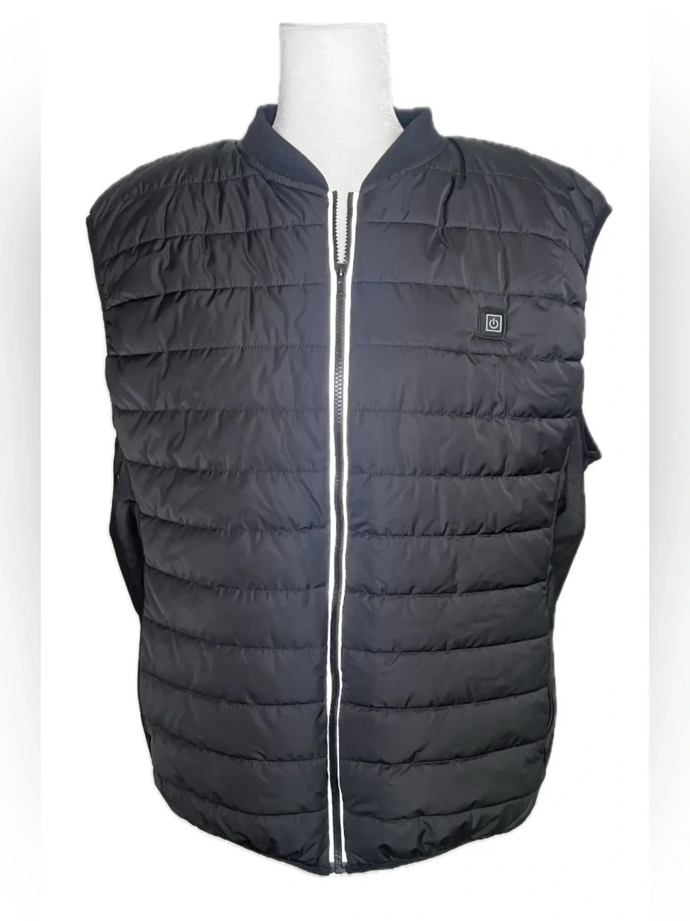 Men's Black USB Rechargeable Heated Lightweight Quilted Zip Front Puffer Vest XL